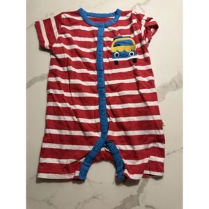 Frugi (U.K.) Organic Cotton One Piece Romper 0-3 Mos Bus Patriotic Striped Fun‎